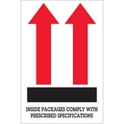 Tape Logic Labels "Inside Packages Comply" Arrow 4" x 6" Red/White/Black 500/Ro DL1480