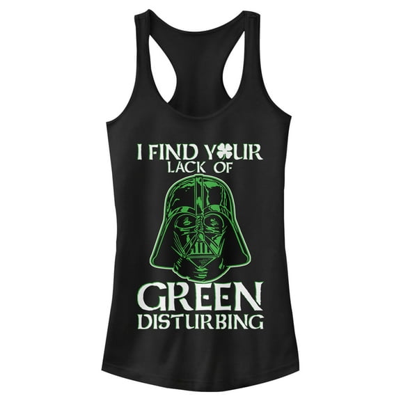 Junior's Star Wars St. Patrick's Day Vader Lack of Clover Racerback Tank Top Black X Small