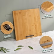 ANBOXIT Bamboo Appliance Slider, Sliding Tray for Coffee Maker, Kitchen Countertop Appliance Rolling Tray, Coffee Pot Slider Tray with Rubber Wheels, Wide - Medium (13D x 14W)