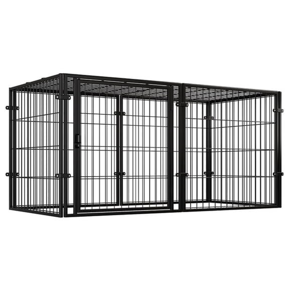 FASDRESS 48 Inch Puppy Playpen Easy Assemble Dogs Cage Kennels for Puppy Cat (Black)