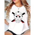 thumbnail image 2 of 1pc Women'S Casual Crew Neck T-Shirt with Geometric Killer Mask Print, Fashionable Short Sleeve Knit Polyester Top, Comfortable All-Season Summer Tee with Medium Stretch, 2 of 8