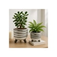 thumbnail image 4 of Ceramic Footed Planter for Home Decor - Hand Painted Flower Pot for Indoor and Outdoor Plants - Decorative Pot Accent for Garden, Patio, and Living Room Decor - Set of 2, 8", 6", White, 4 of 10
