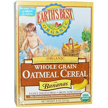 Earths Best Organic Whole Grain Oatmeal Cereal with Banana, 8 Ounce -- 12 per case.