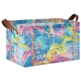 thumbnail image 2 of 2 Pcs Collapsible Storage Bins Fabric Shelf Baskets with Handles Closet Organizer Vibrant Palm Trees 16.9x11.4x10, 2 of 8
