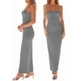 thumbnail image 2 of Womens Summer Casual Slip Dresses Spaghetti Strap Bodycon Maxi Dress Grey M, 2 of 8