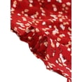 thumbnail image 5 of INSPIRE CHIC Women's Contrast Peter Pan Collar Floral Long Sleeve Above Knee Dress S Red, 5 of 5