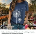 thumbnail image 3 of Chemises à Col Rond pour Femmes Manches Courtes Style Simple Pissenlit Haut d'Été T-shirts Respirants Vêtements Unisexes Accessoire de Mode Bleu L, 3 of 7