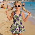 thumbnail image 3 of Tutolipy Grape Pattern Design Sleeveless Tank Swimsuit, Swim Dress Girls One Piece Swimsuit with Skirt for Beach Summer Beach Size 8-9 Years, 3 of 8