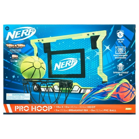 Nerf Basketball Pro over the Door Hoop with Mini Ball - 18 in. x 12 in. - Steel Rim