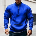 thumbnail image 2 of Dagegui Mens 1/4 Zip Up Pullover Top Mock Neck Long Sleeve Sweatshirt Fleece Winter Athletic Shirts with Pocket Blue XL, 2 of 4