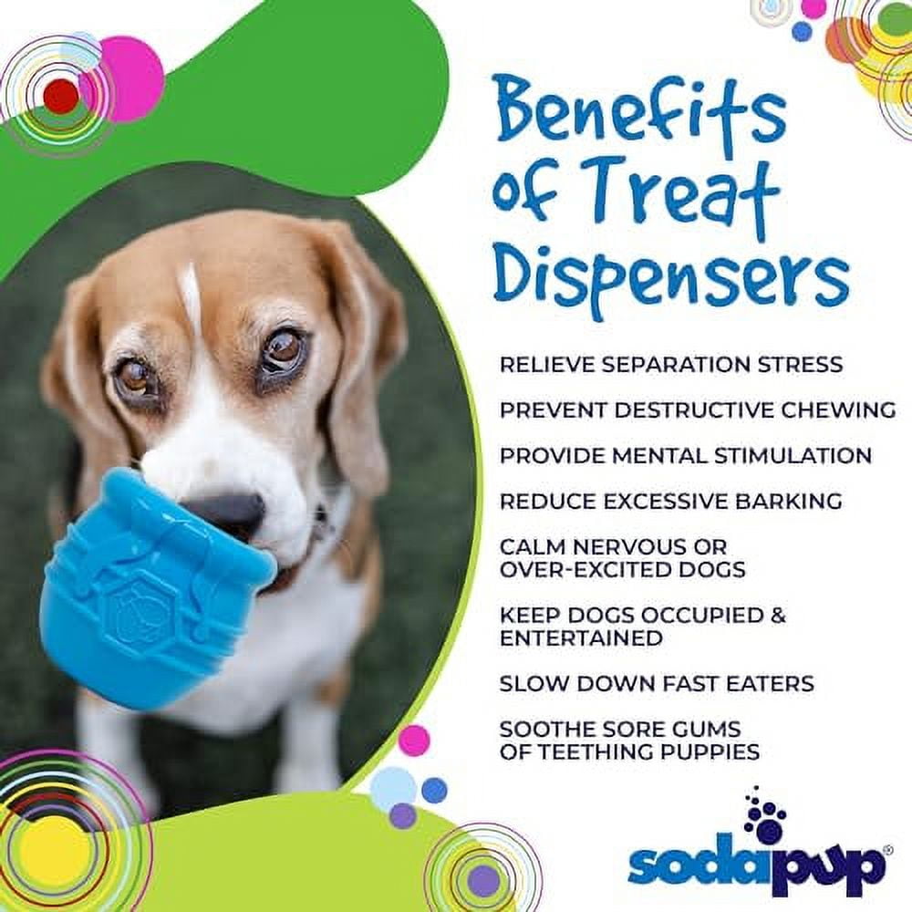 SodaPup Durable PUP-X Honey Pot Rubber eCupTreat Dispenser and Enrichment Toy, L, Blue