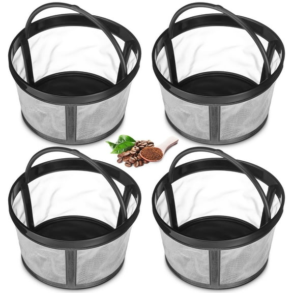 4 Packs Reusable Coffee Filters for Mr.Coffee 4-5 Cup Replacement Nylon Mesh with Handle 2.8 x 3.1 x 2 Reusable Filter Basket Fits Most Coffeemakers and Brewers Universal