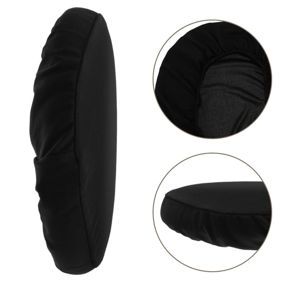 ELAYARD 4Pcs Washable Black Elastic Round Stool Slipcovers for Home Barstools and Vanity Chairs