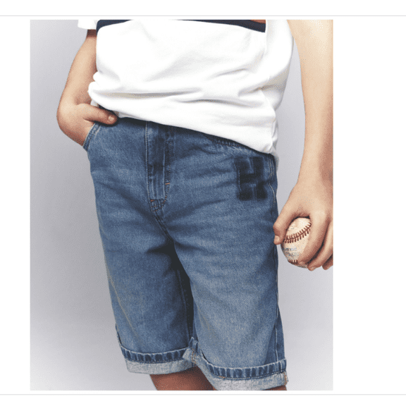 Tommy Hilfiger Boys Color Blocking Tommy Flag Polo Loose Denim Shorts
