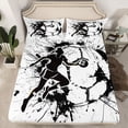 thumbnail image 2 of jejeloiu Boys Ball Game Queen Sheet Sets,White Black Splatter Ink Bed Set For Boys Teens 4pcs, 2 of 7