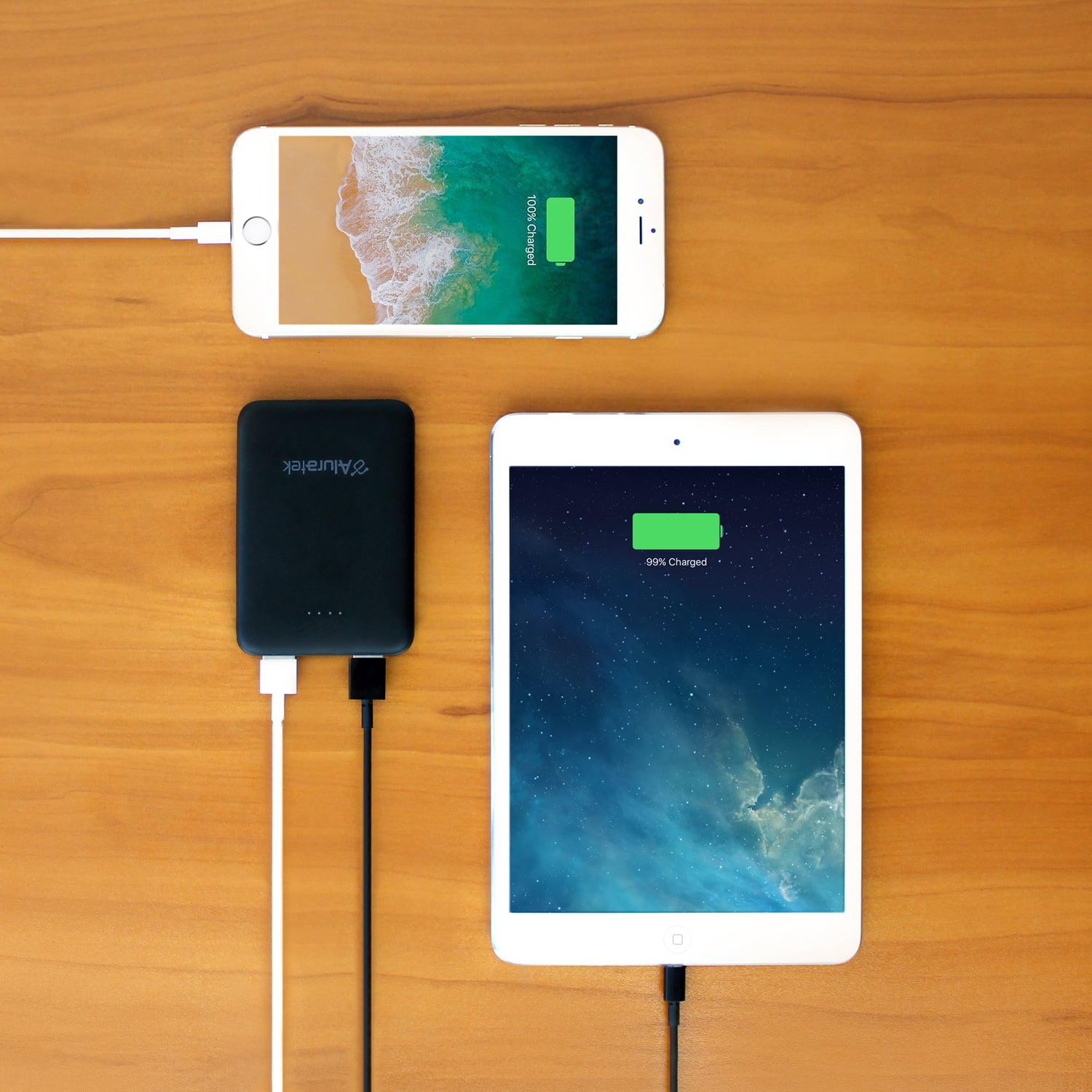 Aluratek ASPB5KF - 5,000mAh Dual USB Portable Power Bank, Portable Charger for Smartphone and Tablet
