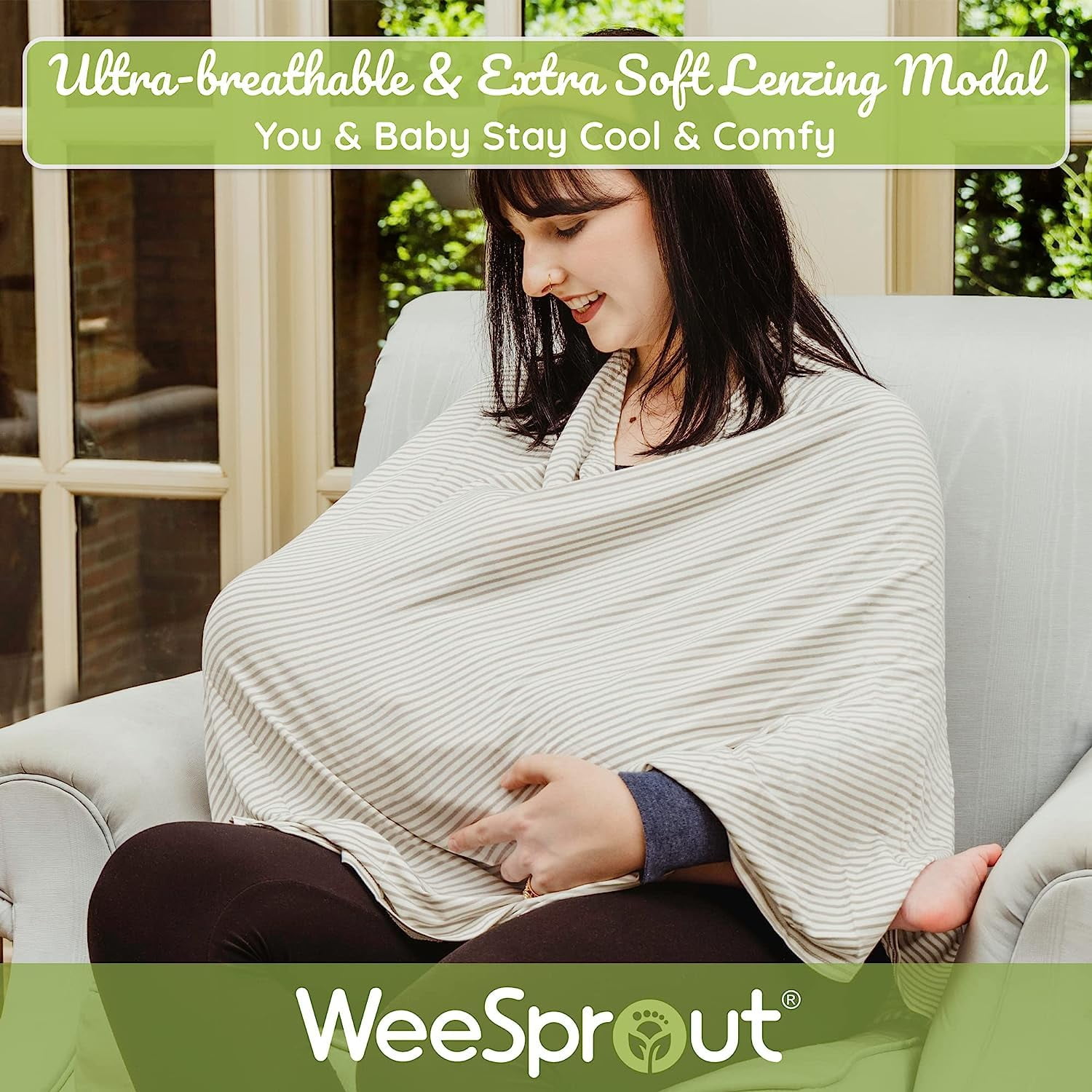 WeeSprout Nursing Cover for Breastfeeding, Soft & Breathable Nursing Poncho