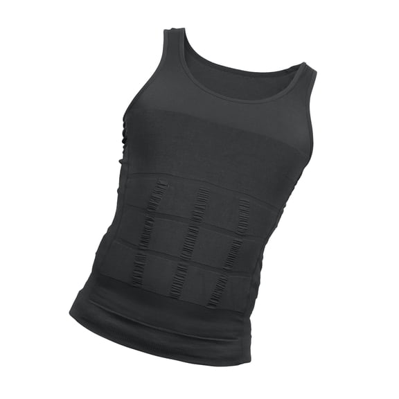 OQRKI Men Body Slimming Tummy Shaper Control Underwear Stretch Shapewear Waist Girdle Shirt Nylon S Gray