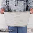 thumbnail image 6 of PiccoCasa Foldable Storage Basket Bin 2Pcs, Woven Organizer with Handles White, 6 of 8
