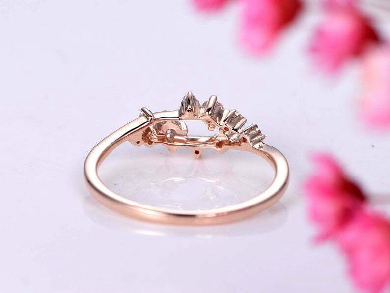 HeartsAndYou 1.2ct Round Cut Moissanite Engagement Ring for Women Floral Cluster 18k Rose Gold Over Silver