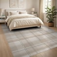 thumbnail image 3 of ODIKA 8'x10' Beige Cream Geometric Plaid Design Washable Area Rug Modern Linear with Subtle Squares Non-Slip Chair-Friendly Mat for Dining Room, Large Office, Lounge, 3 of 7