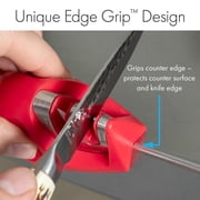 KitchenIQ 50883 EDGE GRIP 2-STAGE, RED Knife Sharpener, Standard Red/Carbide