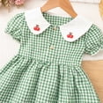thumbnail image 6 of Taybagh Baby Girl Dresses Checkered Pattern Formal Dresses for Girls Puffed Sleeves Cherry Cute Design for Baby, 6 of 9