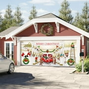 Huge Santa's Reindeer Barn Garage Door Mural - 84" H x 192" W