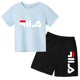 thumbnail image 3 of Conjunto de 2 piezas de camiseta y pantalones cortos con letras de marca de moda de verano para niños y niñas de 3 a 13 años, top informal de manga corta, conjunto deportivo Sunshine, 3 of 5