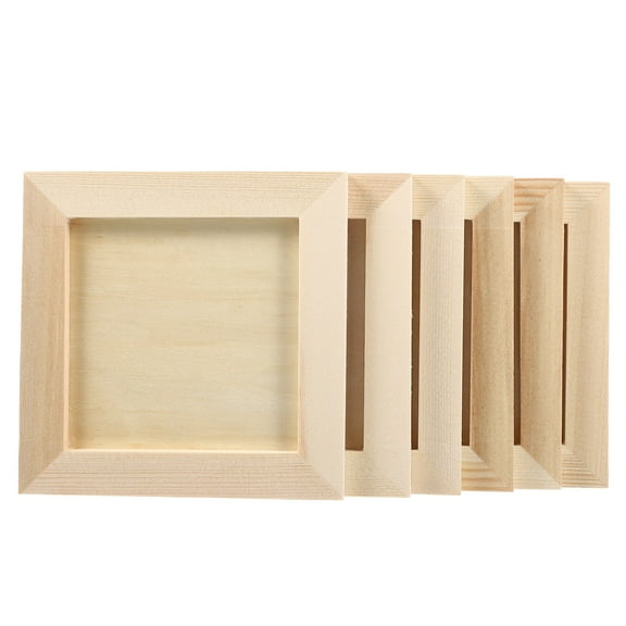 HOOWIFFY Plain Wooden Picture Frames for Crafting Khaki Plastic 6Pcs for Family Gift