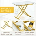thumbnail image 3 of 4 in 1 Folding Dining Table, Modern Coffee Table with White Faux Marble Desktop & Gold Metal Legs, Multifunctional Office Table, Rectangular Dressing Table for Living Room, Dining Room, Office, 3 of 11