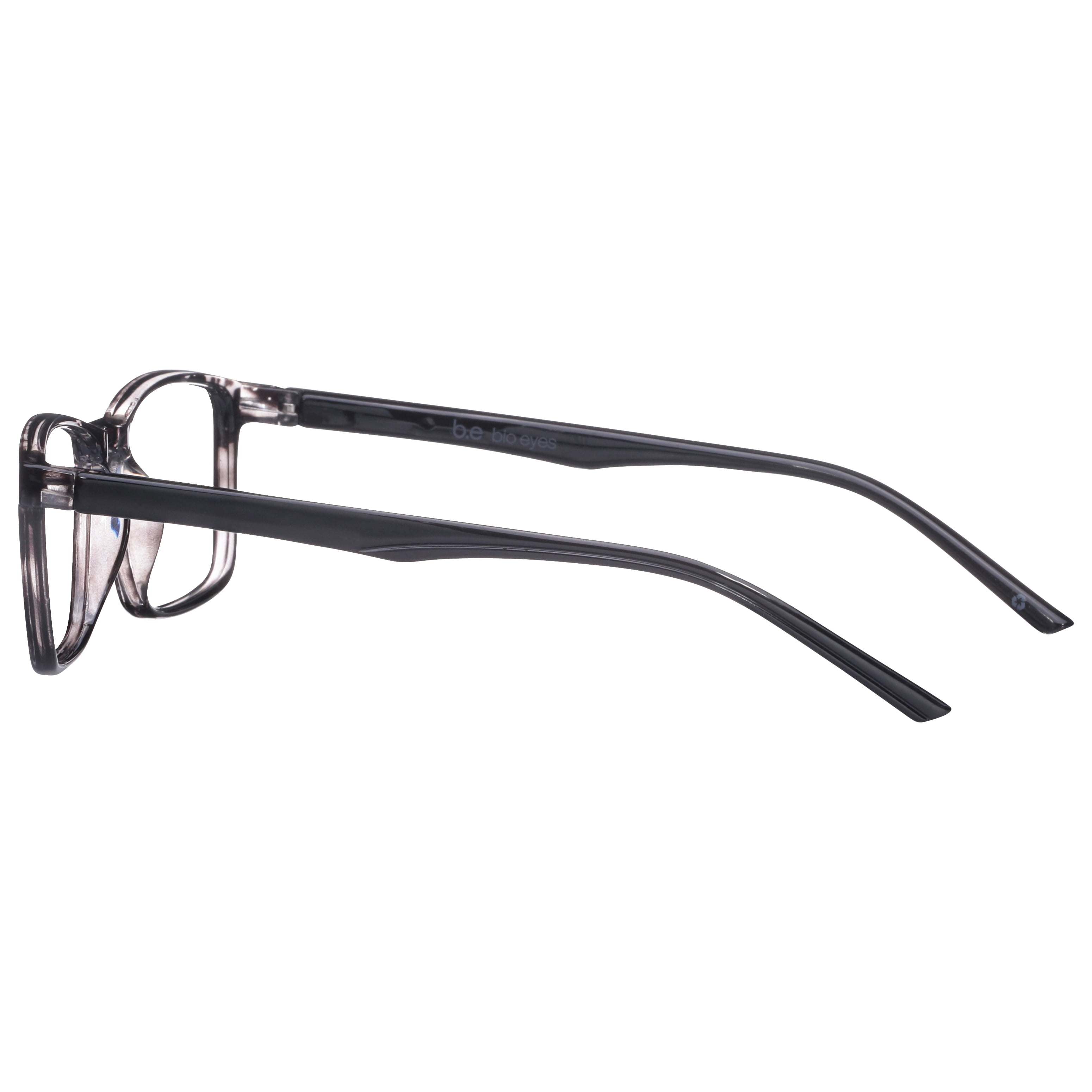 B.E Bio Eyes Mens Rectangular Reading Glasses Made from Recycled Plastic Taro +1.75 in Grey