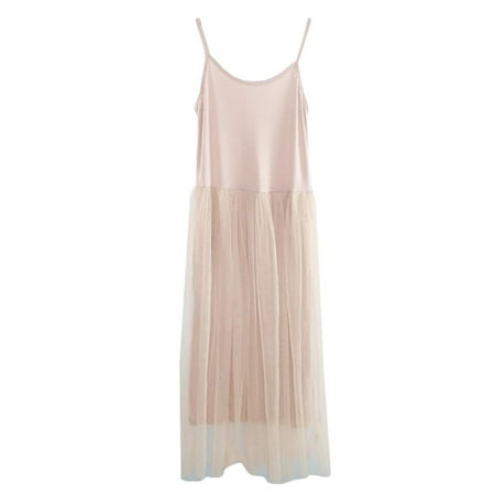 

HAORUN Women Splice Full Slip Strappy Mesh Extender Layer Camisole Dress