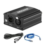 Neewer 1-Channel 48V Phantom Power Supply with 5 feet USB Cable， BONUS+XLR 3 Pin Microphone Cable for Any Condenser Microphone Music Recording Equipment