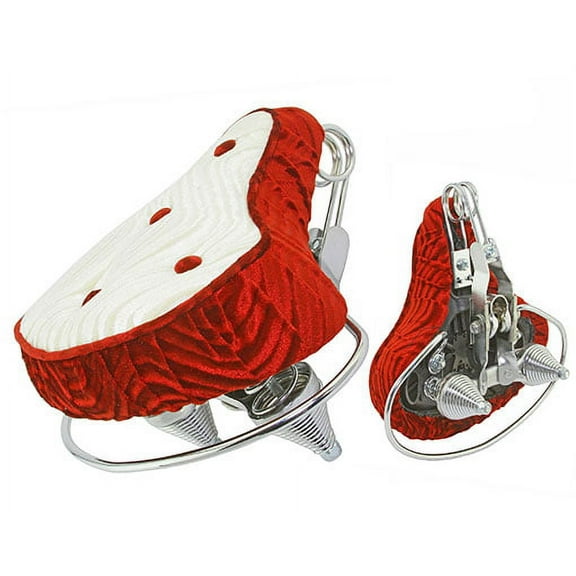 Beach Cruiser Seat Velour Red and White. Bike Seat, bike saddle, Bicycle seat, bike saddle, bike parts, bicycle parts