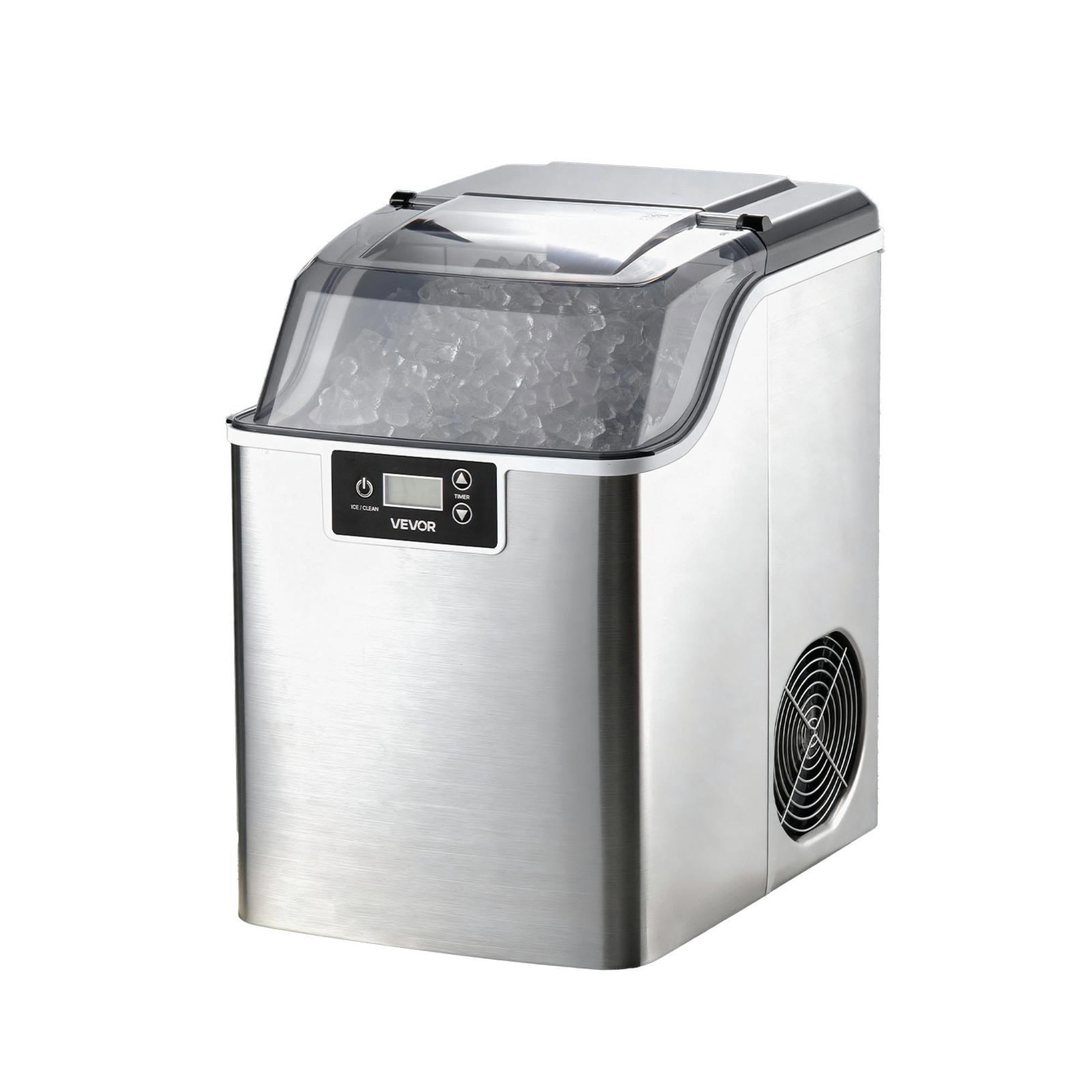 Countertop Nugget Ice Maker, 44 lbs/24H Portable Ice Machine with Self-Cleaning, 4 lbs Ice Storage Basket, Stainless Steel Quiet Ice Maker <55dB for Home Kitchen Office Bar Party