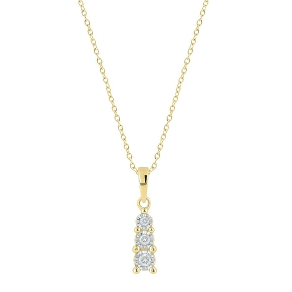 Dazzlingrock Collection Round White Diamond 3 Stone Graduating Pendant for Women with 18 Inch Gold Chain (0.13 ct. Color I-J, Clarity I2-I3) in 10K Yellow Gold