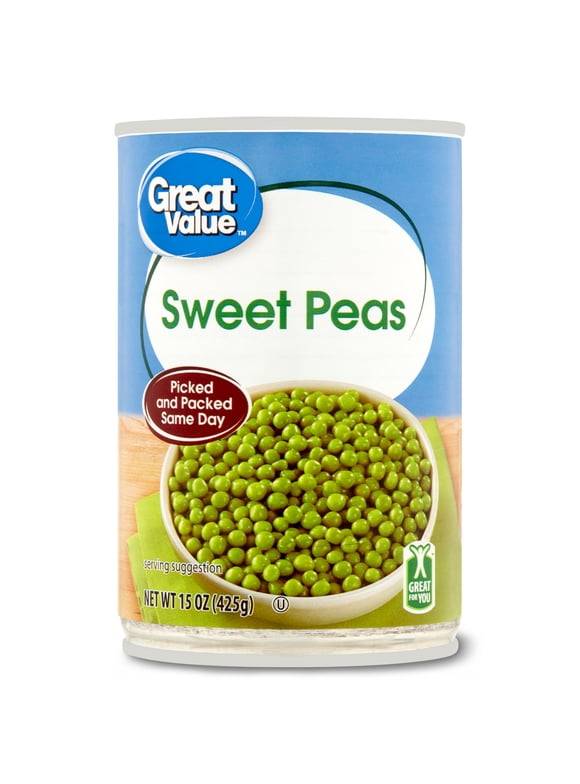Great Value Canned Sweet Peas, 15 oz Can
