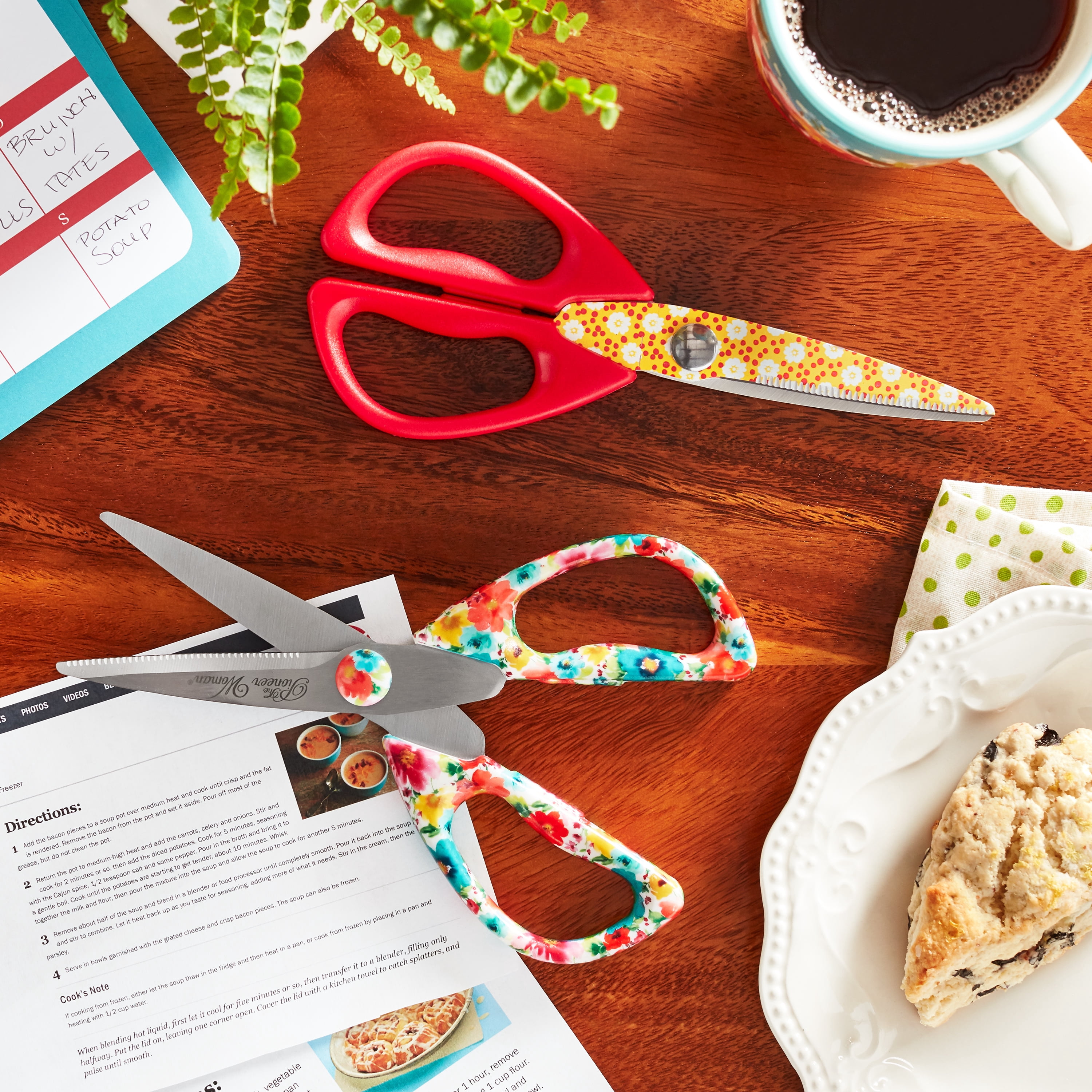 The Pioneer Woman Breezy Blossom 2-Piece All-Purpose Shears Set, Stainless Steel, Floral Pattern