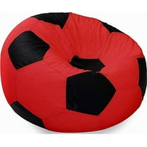 Ample Decor Soccer Leatherette Bean Bag Cover (Filler Not Included), Double Stitched, Ideal for Children and Teenagers - Red & Black