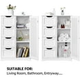 thumbnail image 5 of Wooden Floor Cabinet, Side Storage Organizer with 4 Drawers and 1 Cupboard,  White, 5 of 9