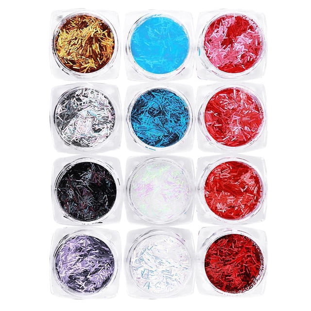 12 cajas de para uñas, herramientas de decoración para decoración de uñas (12 colores) para decoración de fiestas, manualidades, decoración shamjiam Nail Chunky Brillo