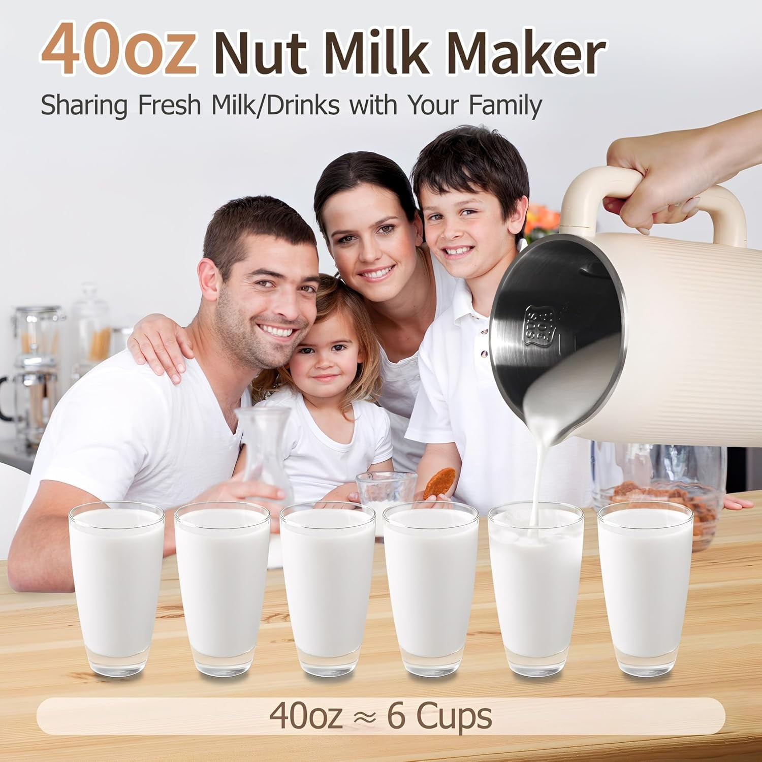 Taotique 8 in 1 Nut Milk Maker Blender, 40oz Homemade Almond, Oat, Soy, Coconut, Plant-Based and Non-Dairy Beverages with Self-Cleaning, Soybean Blender Machine with Delay Setting, Keep Warm, Boiling
