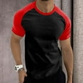thumbnail image 5 of Mens T-Shirts Graphic Summer Short Sleeve Sports Color Block Raglan Sleeves Round Neck Casual Breathable Tshirt, 5 of 6