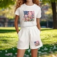 thumbnail image 5 of CHUMUD Girls 4th of July USA Shirt American Flag Patriotic Daisy Print Sets 2 Piece Kids T-Shirt & Elastic Waist Shorts 3-14 Years, 5 of 5