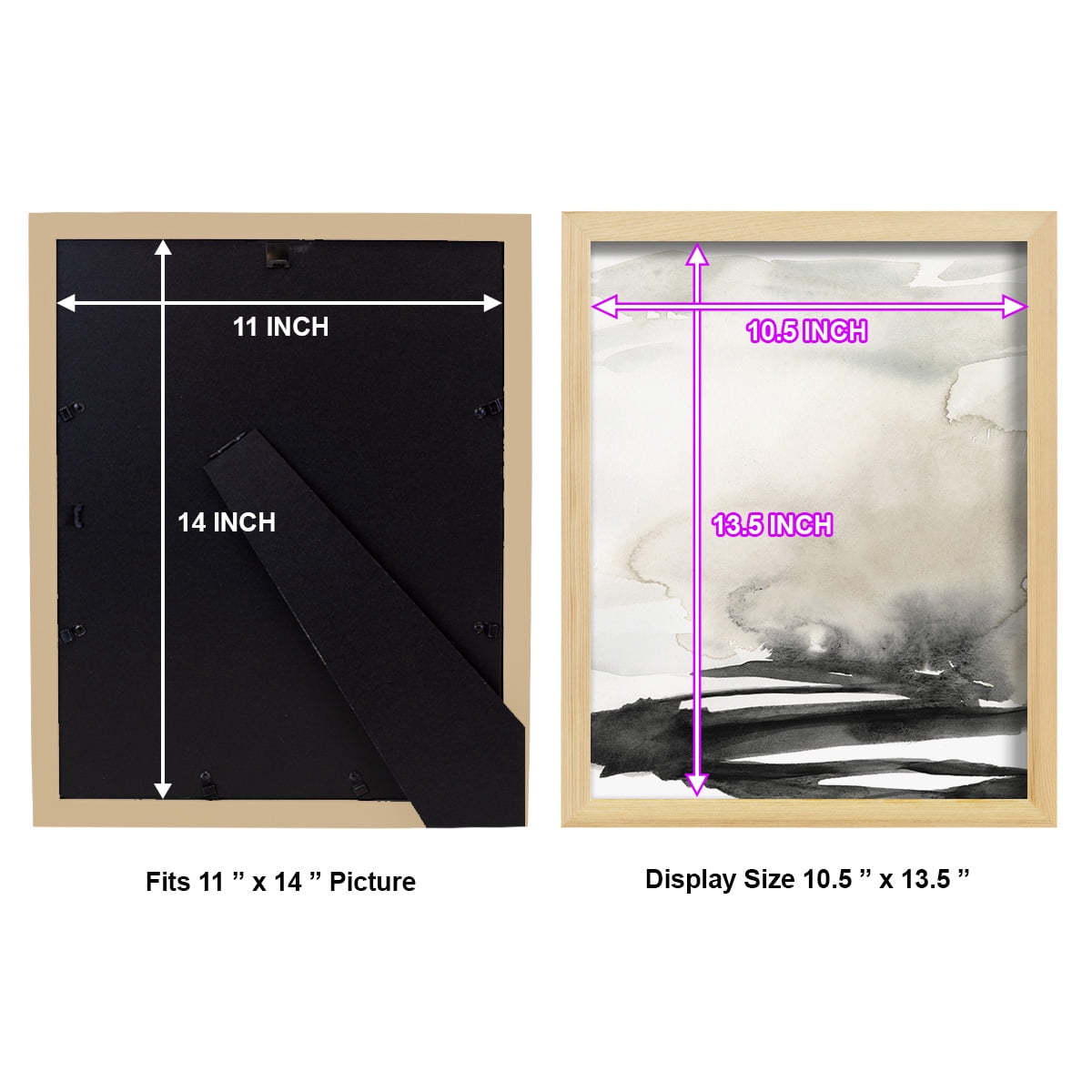 Ebony Horizon Triptych I - Framed Print w/glass - Natural Wood