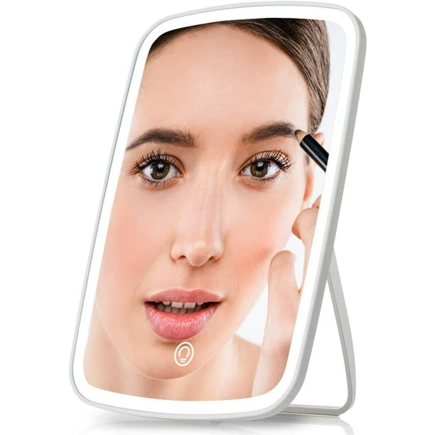 Illuminated LED Mirror Makeup Mirror 3 Color Light Rechargeable Magnifying Vanity Mirror Detachable Dimmable Lighted Makeup Mirror with Touch Sensor
