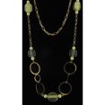 thumbnail image 2 of Drop Chain Beaded Earrings And Statement Bib Layered Big Link Gold Tone Necklace Set Pieces - Yellow Faux Pearl And Green Ladies Adult Female Women, 2 of 4