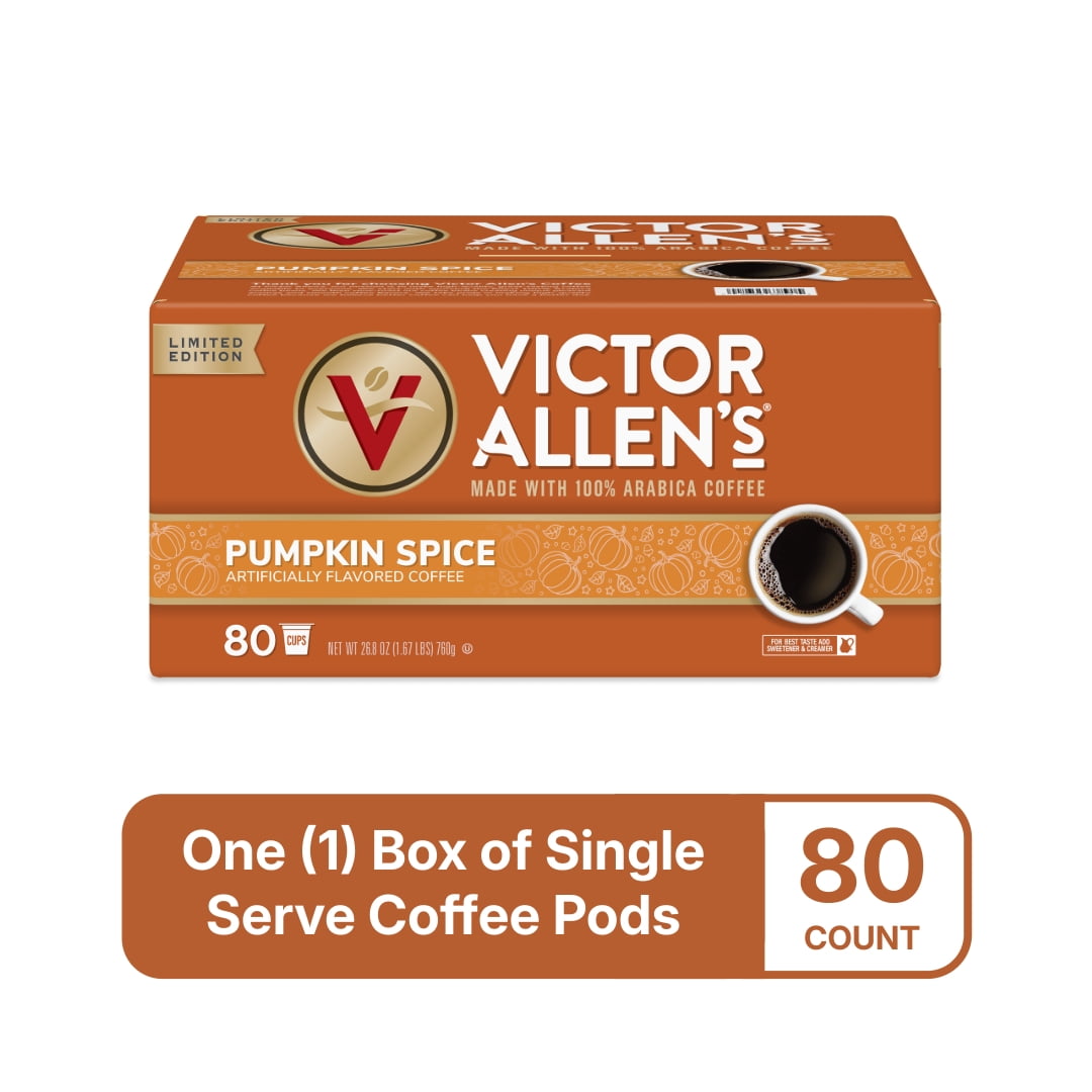 Victor Allen's Coffee Pumpkin Spice, Medium Roast, 80 Count, Single Serve Coffee Pods for Keurig K-Cup Brewers