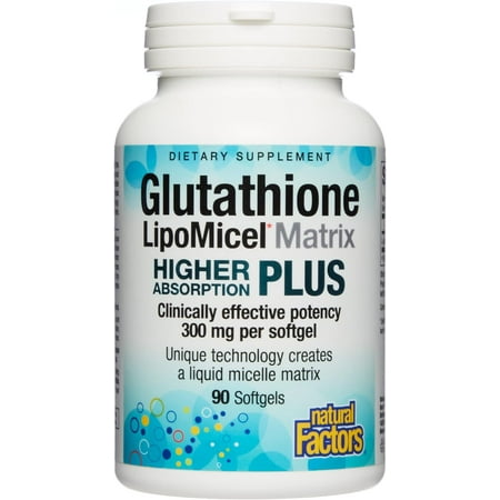 Natural Factors Glutathione LipoMicel Matrix, 300 mg, Offers Higher Absorption & Powerful Antioxidant Support, 90 Softgels
